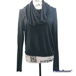 Cabi Charcoal Gray Modern Recess Soft Stretch Hooded Top Size M